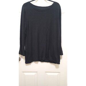 41 Hawthorn Black Long-Sleeve Sweater With Pleated Cuffs & Ribbed Neckline Bell